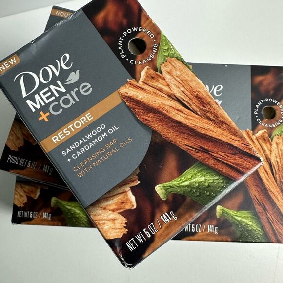 5 X Dove Men +Care Sandalwood +Cardamom Oil Restore Cleansing Bar 5oz - Picture 3 of 4